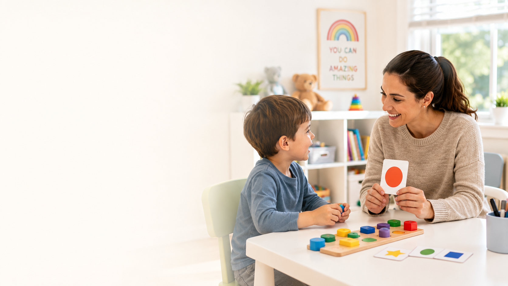 BCBA providing ABA therapy to a child